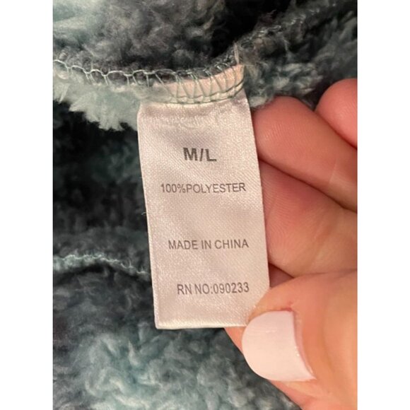 PacSun Homecoming Plaid Button Down Sherpa Shirt Shacket Aqua Gray Womens Md/Lg - Picture 8 of 10